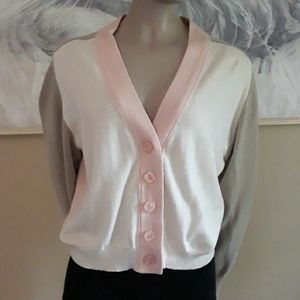 Vintage Lauren Cole Petites Button front Colorblock Sweater women’s size SP